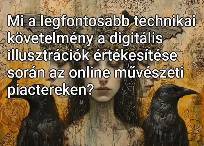 Mi a legfontosabb technikai követelmény a digitális illusztrációk értékesítése során az online művészeti piactereken?