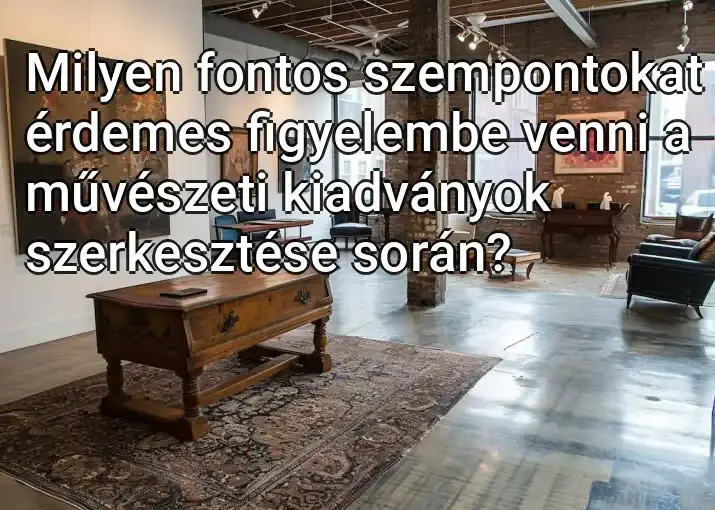 Milyen fontos szempontokat érdemes figyelembe venni a művészeti kiadványok szerkesztése során?